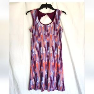 New Prana Purple Pink Grapevine Gemstone Calico Dress XS Built In Bra